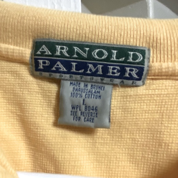 Vintage Yellow Arnold Palmer High End Thick Men’s L Golf Polo Shirt MINTY - Picture 3 of 5